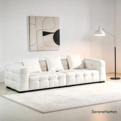 Set di divani modulari in peluche di ciniglia SereneHaven