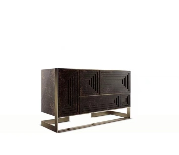 Modern Minimalist Stainless Steel and Wooden Cabinets for Villa and Restaurant