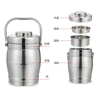 Stainless Steel Vacuum Insulated Lunch Box - Hot Food Flask Tiffin Carrier