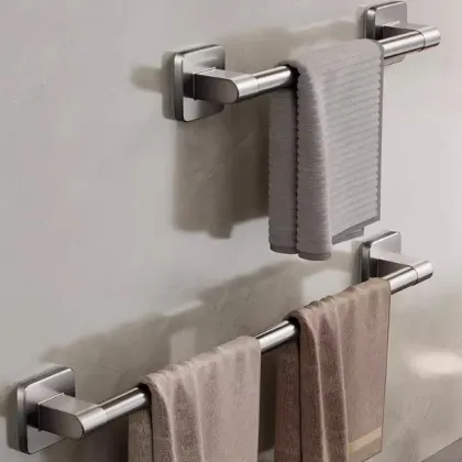 Towel rack wall mounted single pole storage rack