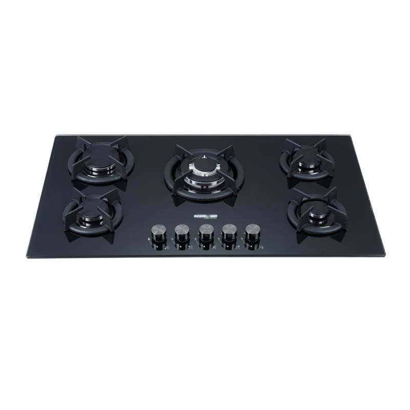 5 burners Black tempered glass Easy to operate hotel Portable Table Top Gas Stove