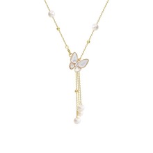Most Popular White pearl Butterfly Necklace Tassel Pendant
