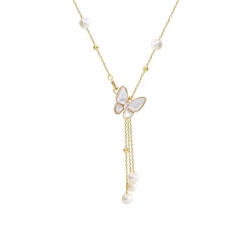 Most Popular White pearl Butterfly Necklace Tassel Pendant