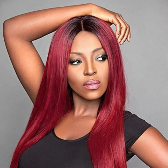 New Arrival wholesale price 99J color  Synthetic Hair Wigs With Colorful  Pre-Plucked Big Factory Stock