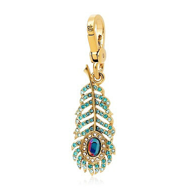 Feather-shaped multicolor diamond key chains with gold plated