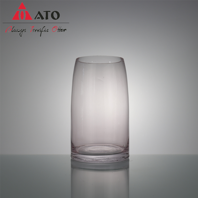 ATO Home Decoration Tabletop Flowers Pink Glass Vase