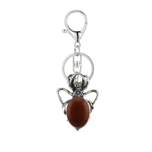 Red Jasper 13X18mm Cabs Antique Silver Alloy Spider Pendant Keychain