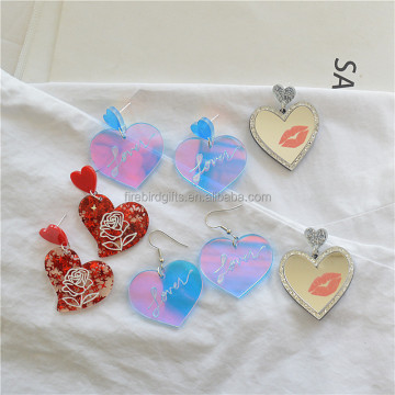 2025 Acrylic Earrings - Wholesale Valentine's Day Acrylic Love Rose Heart Dangle Earrings