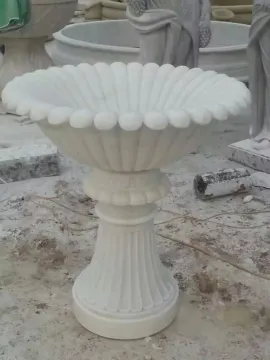 White Marble Flower Vase For Garden