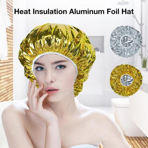 5pcs /10pcs Shower Cap Heat Insulation Aluminum Foil Hat Elastic Bathing Cap For Women Hair Salon Bathroom High Quality