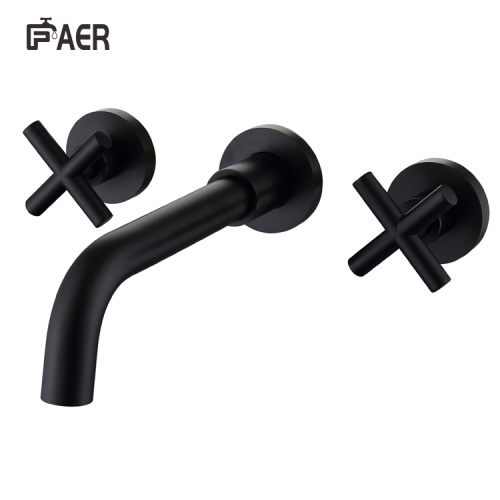 Matte Black 3 Hole Double Handle Brass Faucet