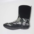 Mid-calf Black Printed Rain Boots