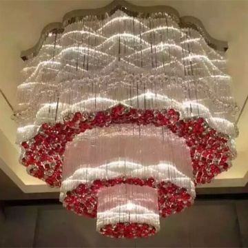 Customized Modern LED Lustre K9 Crystal Red Chandelier