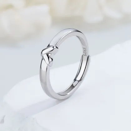 925 Sterling Silver Love Knot Promise Ring - Fashionable Men's and Women's Band Jewelry