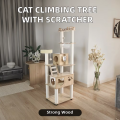 Luxury Suction Cup Cat Tree Window Wooden Scratcher Indoor Cats Climbing Shelf Space Saving Modern Christmas Pet Furniture