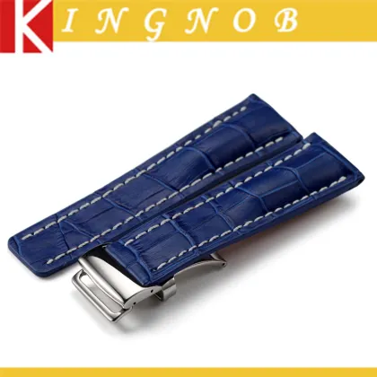 New 24mm/20mm Leather Watch Strap for Breitling Luxury Royalblue Watch Strap Watch Belt Watch Accessory