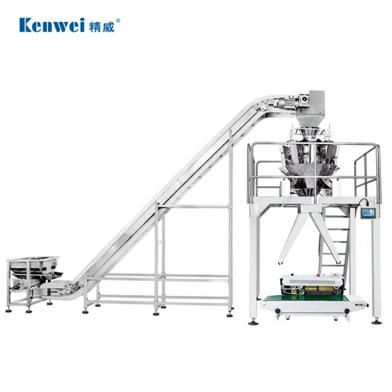 Automatic Economic Manual Weighing and Packing Pouch Chips Packaging Machine with Inclined Conveyor