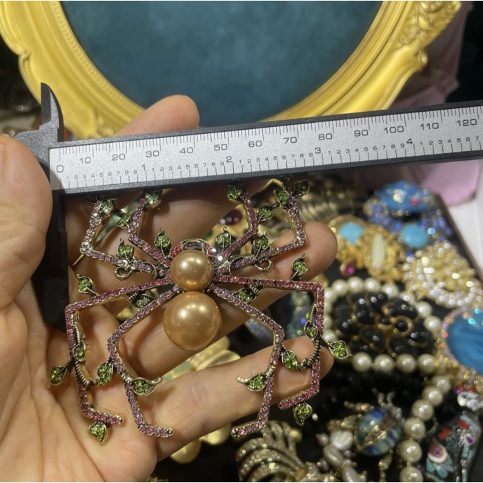 Vintage requintadamente criado e pesado aranha broche