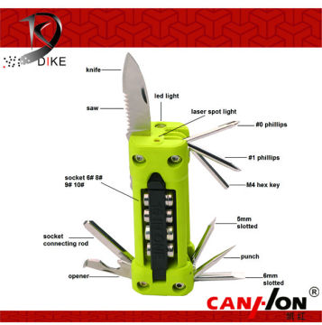 DIKE multi tool with led, multi swiss knife, multi-functional tool set