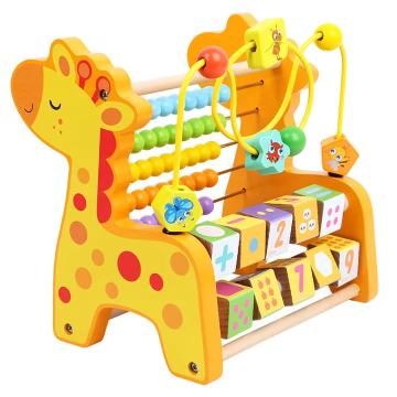 Interactive Wood Giraffe Building Blocks Beading Set for Preschool Kids Indoor Safety Popular Toys