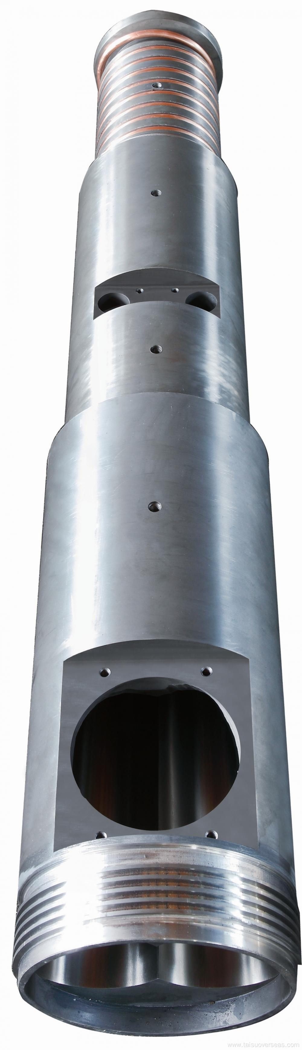 Conical twin screw and barrel for production lines