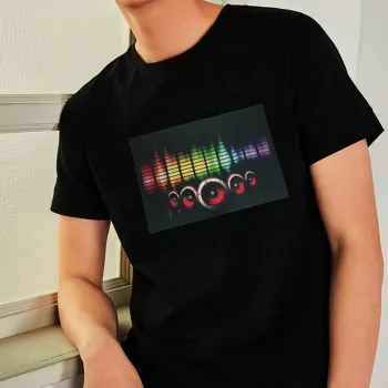 Colorful LED Sound-Activated Light-Up T-Shirt for Festivals and Raves