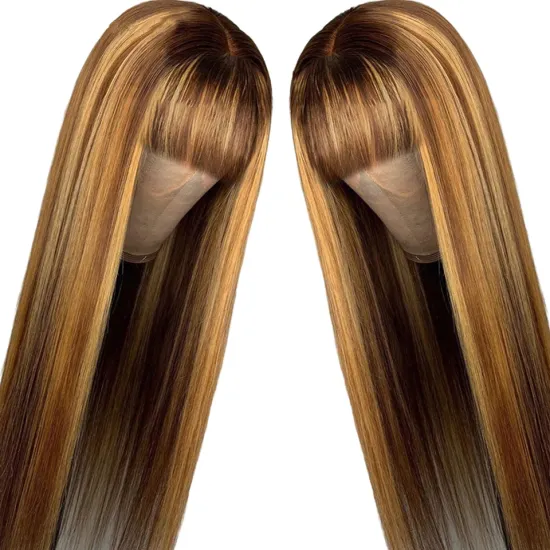 Wholesale Highlight Machine Made Wig #4/30 Brown Mixed Color Straight Raw Indian Hair No Lace Frontal Human Hair For Black Women