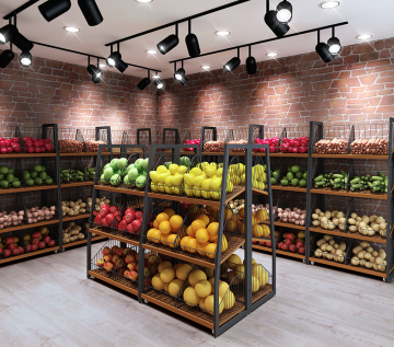 Equipamento de exposição de vegetais e frutas de face única