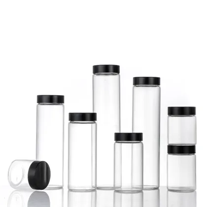 Transparent glass storage bottle