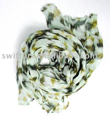 Printted silk chiffon scarf