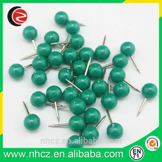 Green Office Plastic Round Shaped Push Pin