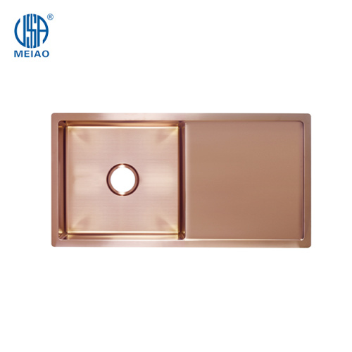 Drainboard Kitchen Sink in Elegant Rose Gold Hue