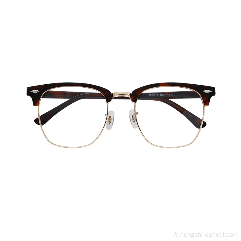 Men de demi-coule mode Cool vintage rétro métallisé acétate de lunettes optiques.