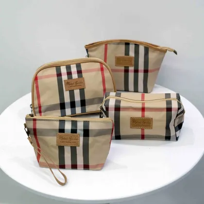 Korean version of makeup bag Female nylon plaid portable cosmetic toiletry storage bag waterproof large capacity
