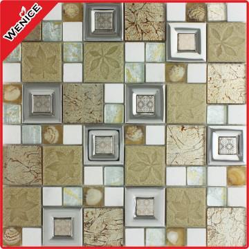 304 Stainless Steel Mosaic with Glass,Metal Mosaic Tile -01