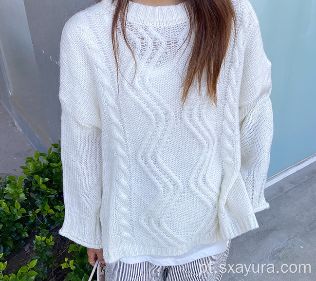 Novo suéter coreano leve e branco claro