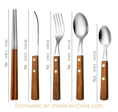 Flatware 304 Stainless Steel Rosewood Handle Cutlery Set Knife Fork Soup Spoon Dinnerware