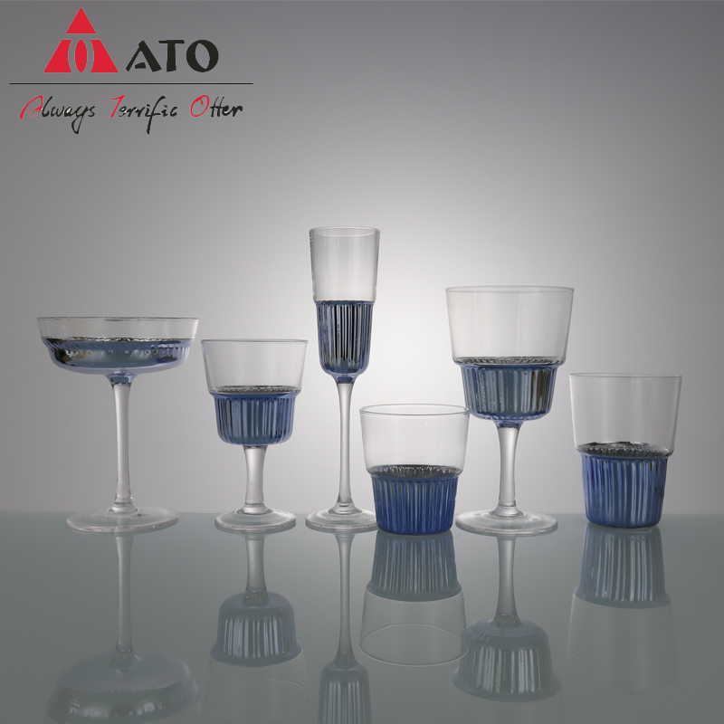 Lead free Crystal Blue Goblet Flutes Glasses