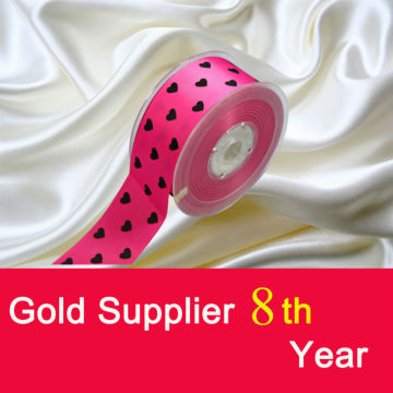 Pink Heart Printed Grosgrain Ribbon