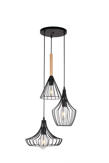 Black three heads  minimalist bedroom dining Chandelier