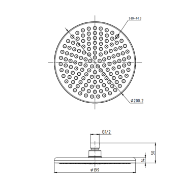 Soffione doccia in ottone cromato