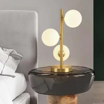 Decorative All Copper Desk Lamp: Simple LED Table Light for Bedroom, Hotel, and Study