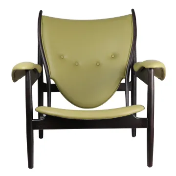 Nordic solid wood green leather sofa chair