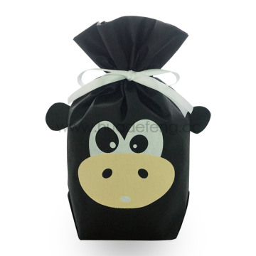 Black Cow Non-woven Ribbon Drawstring Gift Bags