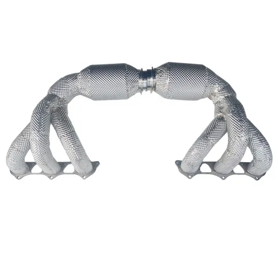 OEM High Performance Stainless Steel Exhaust Pipes Downpipe Manifold with Heat Shield for PORSCHE 911 GT3 3.8T Catted Downpipe