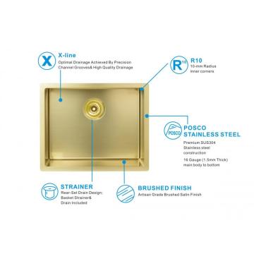 골든 색조의 기능적 장인 부엌 싱크대