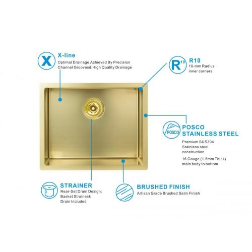 Luxury Grade Stainless Steel PVD Golden Kitchen Sink