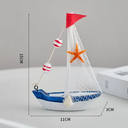 Mediterranean Sailing Boat Model - Wooden Craft for Home Decor & Photo Props