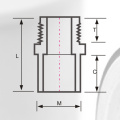 DINPN16 Water Supply Upvc Male Socket Brass Grey