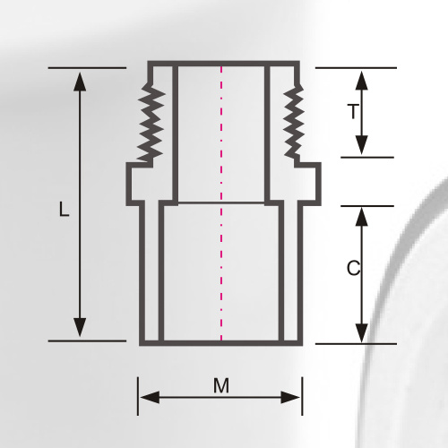 DINPN16 Bekalan Air Upvc Male Socket Brass Grey